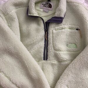 The North Face Light Lime Green and Purple Fleece Jacket